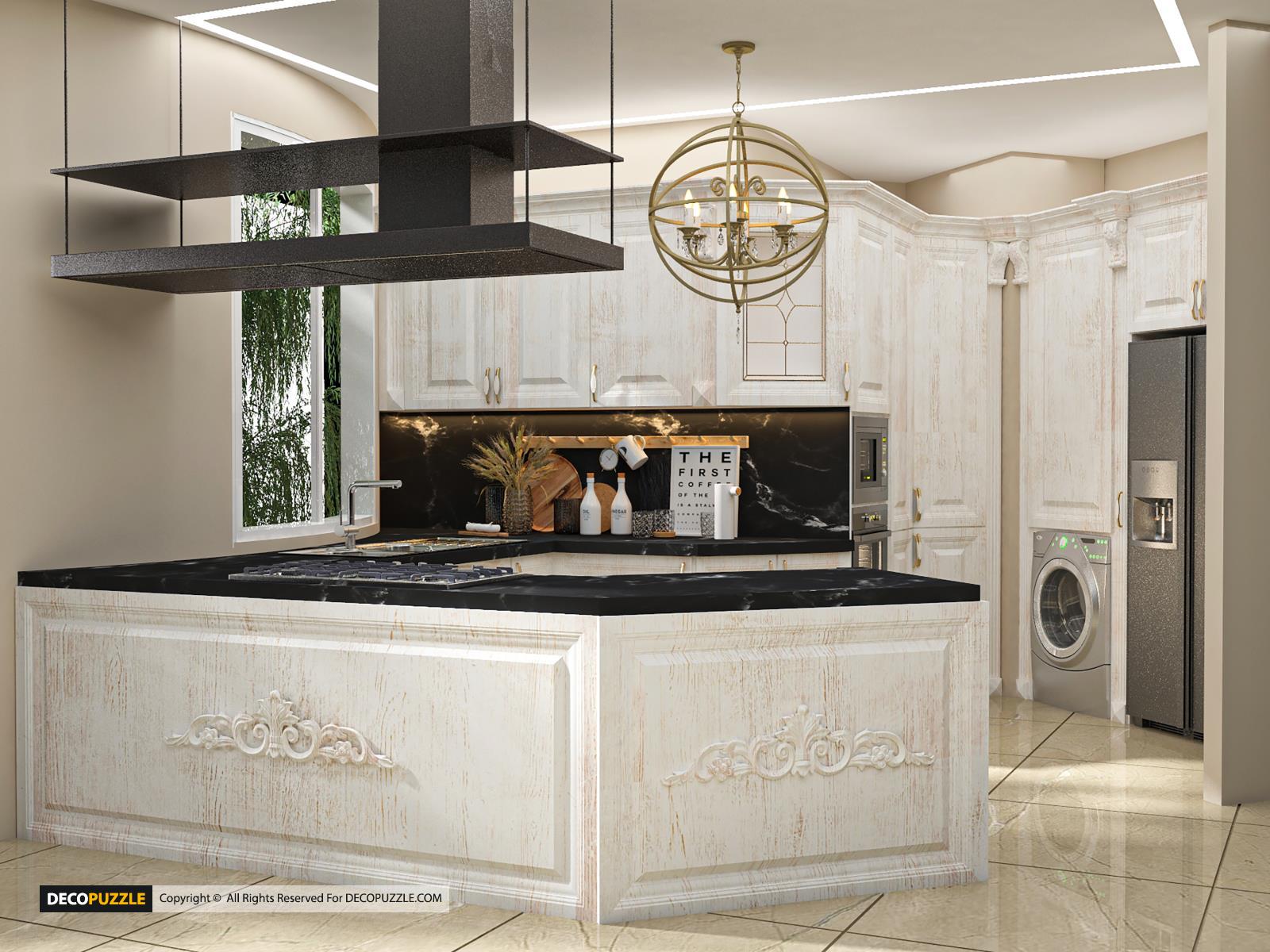 کابینت کلاسیک سفید برای آشپزخانه های نورگیر