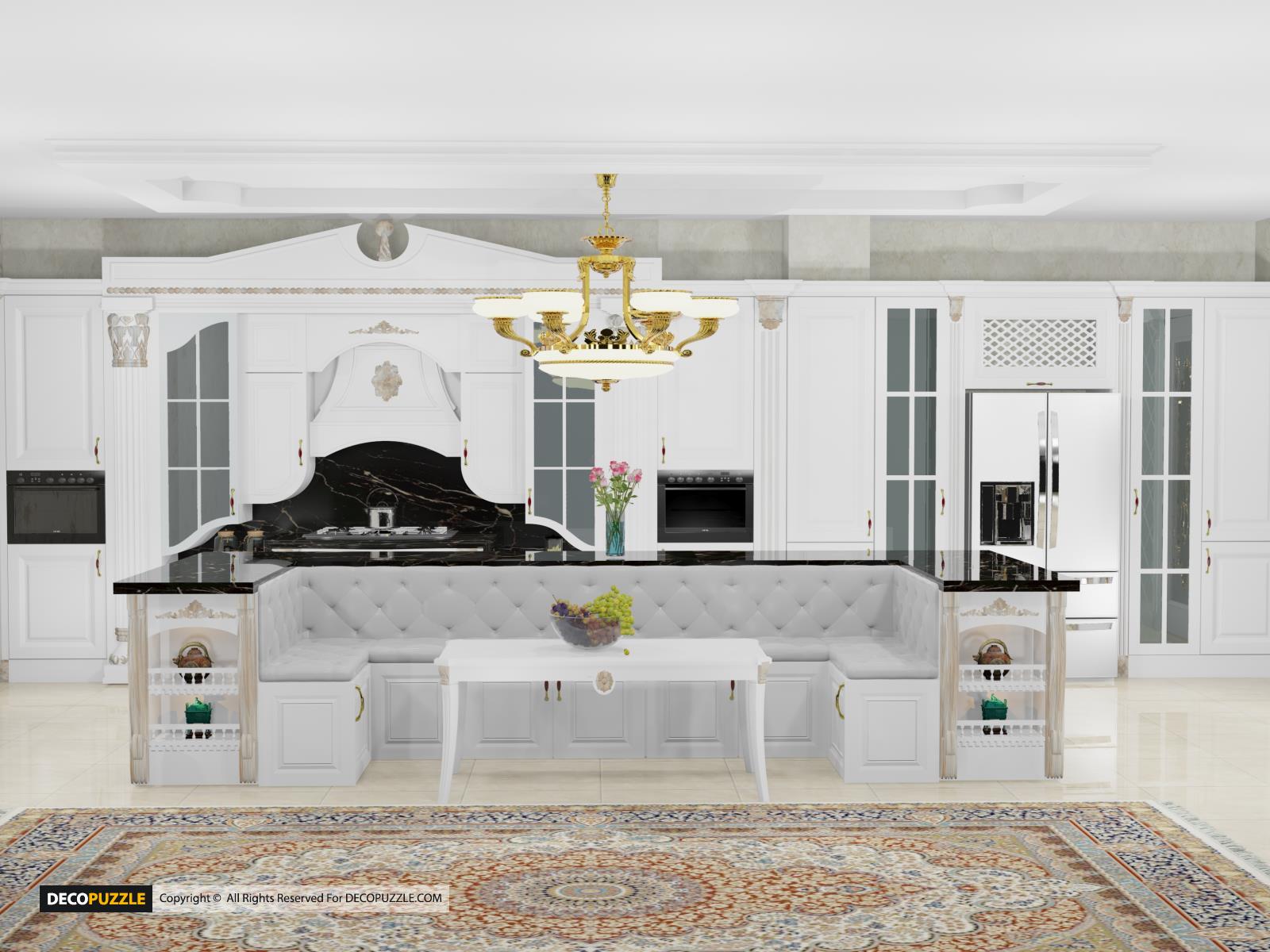 کابینت کلاسیک سفید با نمای رومی